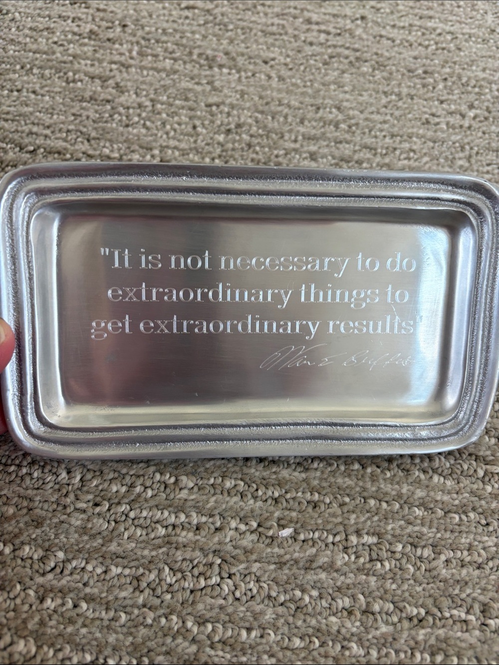 Custom Engraved Mariposa Trinket Tray with Warren Buffet Quote. 6”x 3.5”